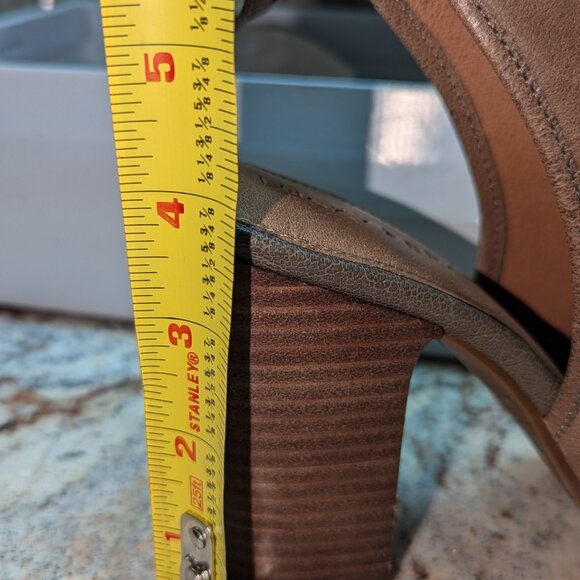 Lucky Brand Distressed Leather Chunky Heels: Peep Toe, Sling Back Bootie Size 7 - Picture 9 of 12